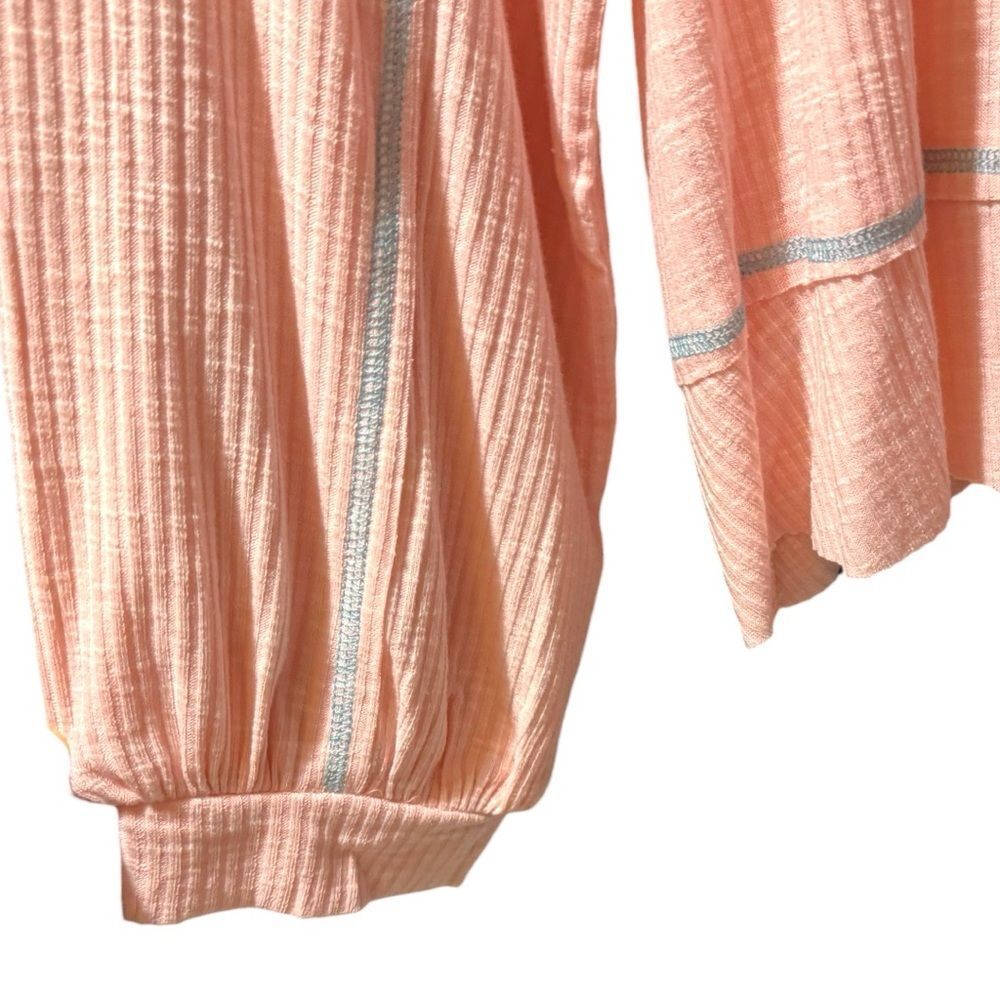 POL Blush Pink Ribbed Oversized Top Exposed Seam Pocket Boho Long Sleeve Med NEW - Picture 11 of 15